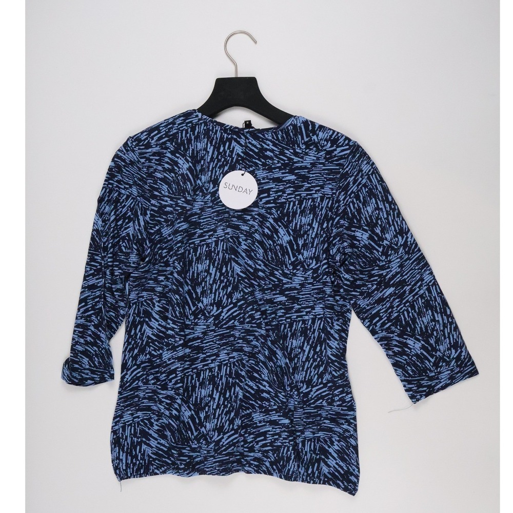 Sunday Top 3/4 Sleeve Abstract Print Blue M NWT